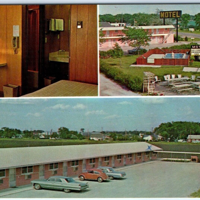 c1960s Shenandoah, IA Tall Corn Motel Advertising Postcard Parking Lot Cars A63