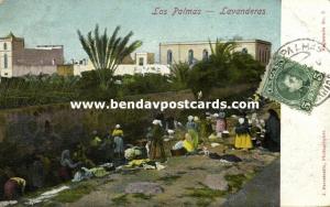 spain, Gran Canaria, LAS PALMAS, Lavanderas, Washing (1909) Stamp