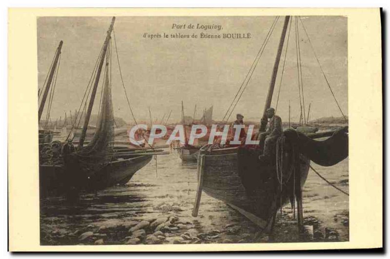 Postcard Old Port of Loguivy d & # 39apres Table Etienne Bouille Boats