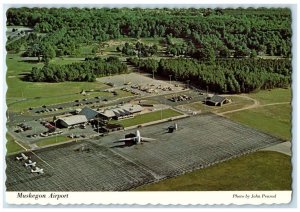 c1970's Aerial View Of Muskegon Airport Muskegon Michigan MI Vintage Postcard