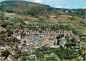 Postcard Modern Conques (Aveyron) General Aerial view the center's Abbey Chur...