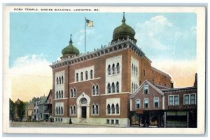 c1940's Kora Temple Shrine Building Exterior Roadside Lewiston Maine ME Postcard