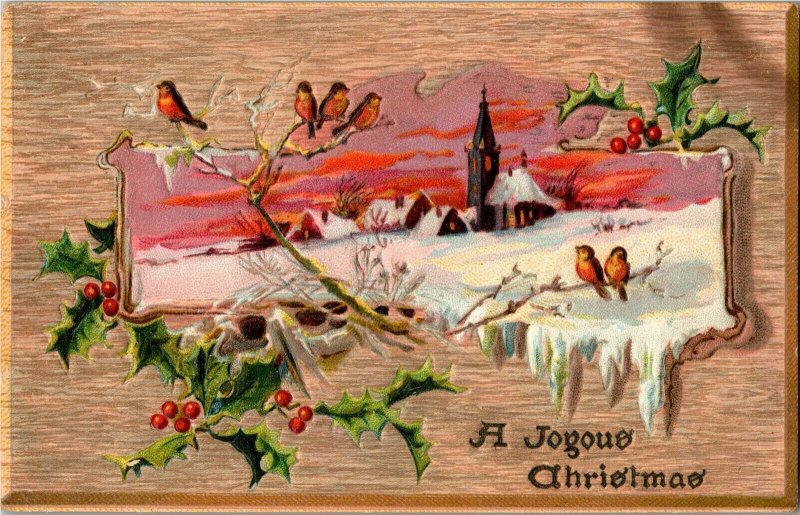 Tucks 504 Oak Panel Series A Joyous Christmas Vintage Postcard W37 