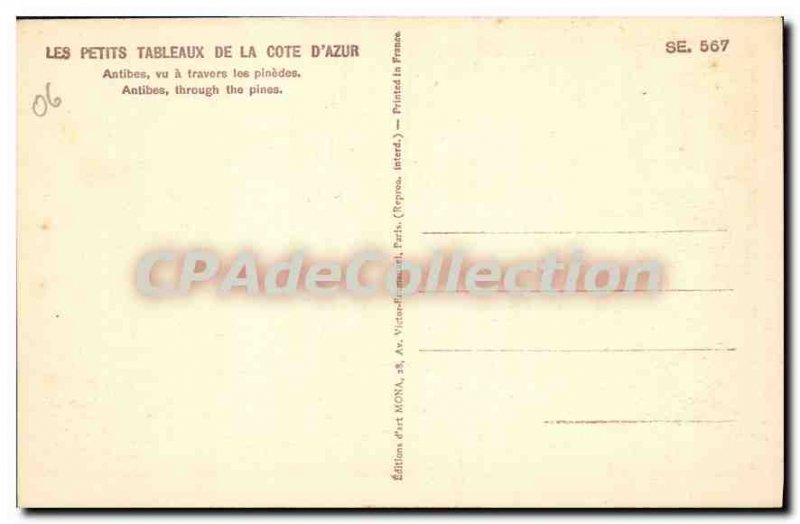 Postcard Old Antibes Vu Through The Pinedes