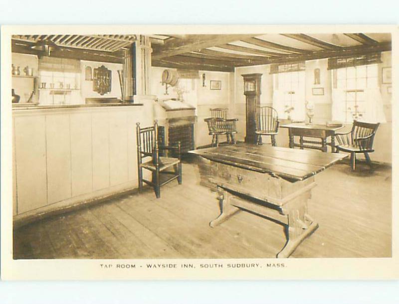 1920's RPPC - TAP ROOM AT LONGFELLOW'S WAYSIDE INN South Sudbury MA p2316