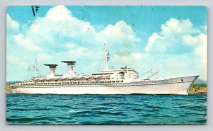 SS Michelangelo Italian Line Ocean Liner Postcard 1969 Algeciras Spain