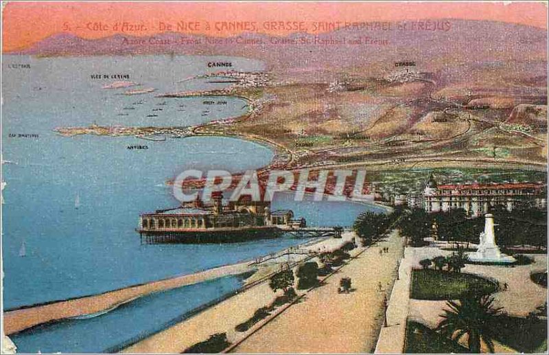 Old Postcard French Riviera in Cannes Grasse Nice and Frejus Saint Raphael