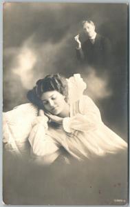 MARRIAGE DREAM ROMANTIC ANTIQUE REAL PHOTO POSTCARD RPPC