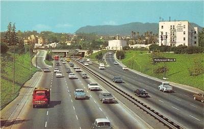 HOLLYWOOD FREEWAY Los Angeles, CA c1950s Chrome Vintage Postcard