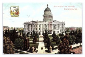 State Capitol And Grounds Sacramento California c1909 Postcard