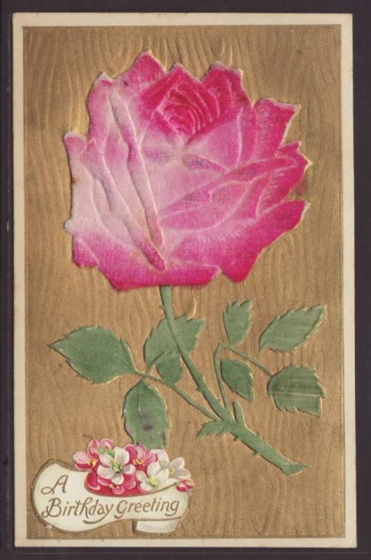 A Birthday Greeting,Rose,Applique Postcard