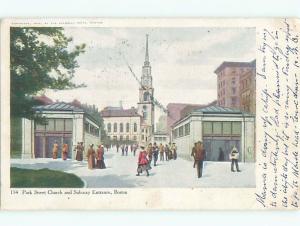 Pre-1907 SUBWAY ENTRANCE AT PARK STREET CHURCH Boston Massachusetts MA Q2015