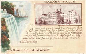 Vintage Postcard 1933 The Home Shredded Wheat Water Falls Niagara Falls New York