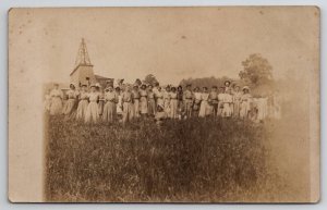 RPPC Victorian Folks Women Prairie Dresses Bonnets Old Lady Seated Postcard K30