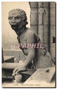 Old Postcard Gargoyle Paris Notre Dame Chimere