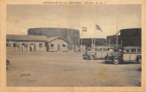 Aruba West Indies 1943 WWII US Censored Postcard Entrance To Oil Refinery