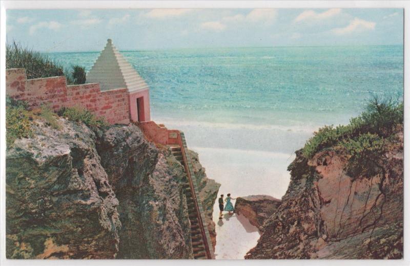 Pan Am Panam Airlines Issued Bermuda Secluded Cove White Beach Postcard