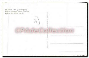 Postcard Old Monpazier Central Square With Church Steeple