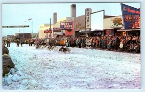 ANCHORAGE, Alaska AK ~ Fourth Avenue SLED DOG RACE Street Scene c1960s Postcard