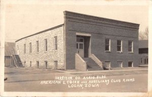 Logan Iowa American Legion Club Rooms Real Photo Postcard AA20870