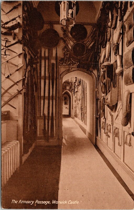 Armoury Passage Warwick Castle Interior Antique Postcard DB UNP Unused 