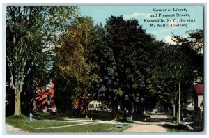 c1910 Corner of Liberty Plesant Streets Keeseville NY Antique Postcard 