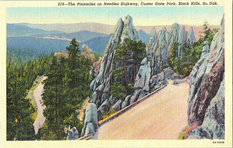 Pinnacles Needles Highway Custer State Park SD Vintage Standard View Postcard