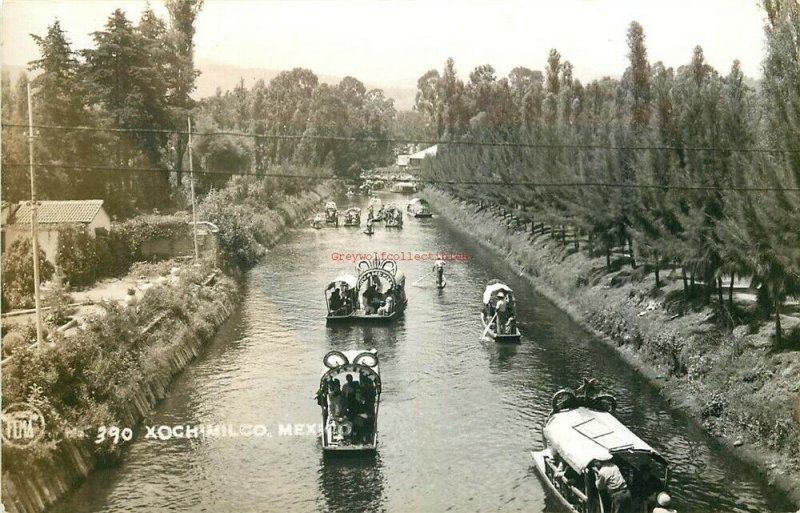 Mexico City, Xochimilco, Canals, Many Boats, No. 390, RPPC