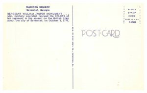 Postcard MONUMENT SCENE Savannah Georgia GA AR9715