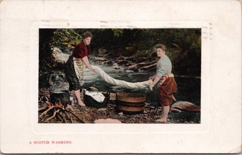 A Scotch Washing Scotland c1910 Postcard D66