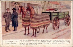 5A HORSE Storm King Square Blanket ADVERTISING Men Buckboard Wagon Postcard Z5