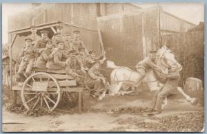 ANTIQUE PHOTOMONTAGE REAL PHOTO POSTCARD RPPC WWI GERMAN SOLDIERS w/ HORSE