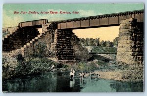 1910 Kenton Ohio Vintage Postcard Big Four Bridge Scioto River Railway Unposted
