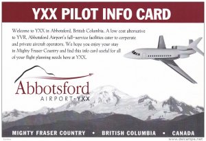 YXX Pilot Info Card, Abbotsford Airport - YXX, Mighty Fraser Country, British...