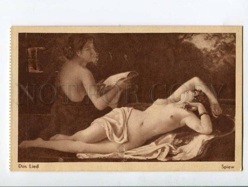 285358 POLAND Young girls HAREM Nymph NUDE Vintage SALON postcard Das Lied