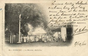 PC CPA MADAGASCAR, NOSSI-BÉ, LE MARCHÉ, HELLVILLE, Vintage Postcard (b14012)