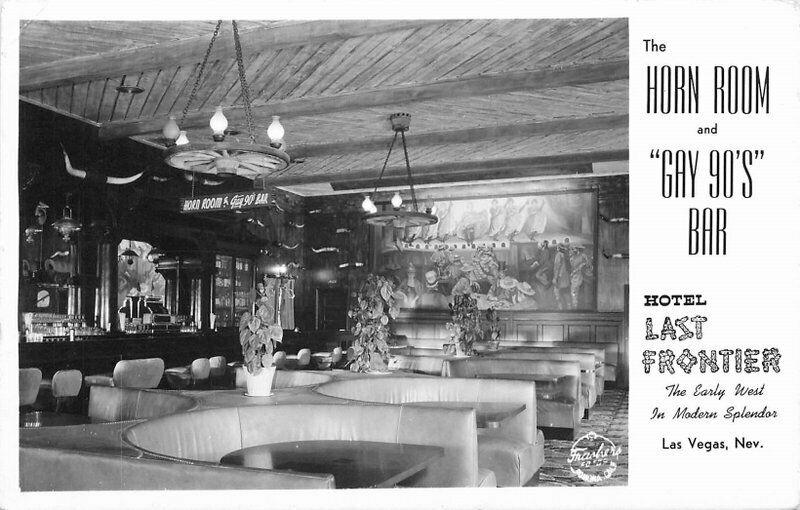 Gay 90s Bar Horn Room Interior 1940s Frasher RPPC Las Vegas Nevada Postcard 1400