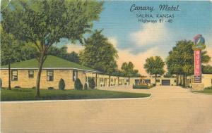 Salina Kansas~Canary Motel~1950s Linen Motor Court~Postcard