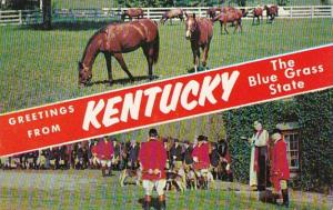 Greetings From Kentucky With Thoroughbred Horses & Fox Hunt