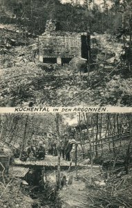 1914-16 WWI German Soldiers Kuchental in Den Argonnen Feldpost Vintage P21