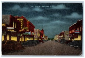 1947 First Avenue Exterior Store Building Night Jamestown North Dakota Postcard