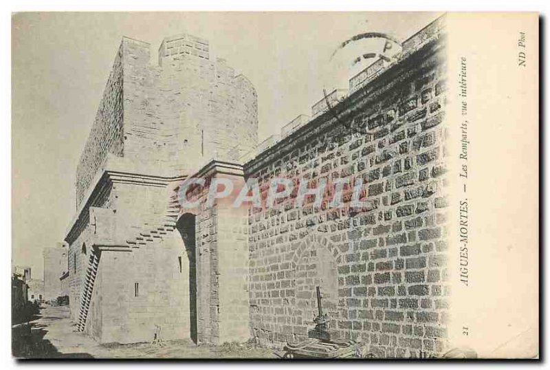 Old Postcard Aigues Mortes The walls inside view