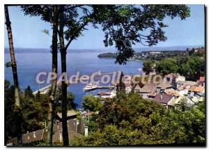 Modern Postcard Thonon les Bains Harbor Pointe of Feast and Shore Switzerland