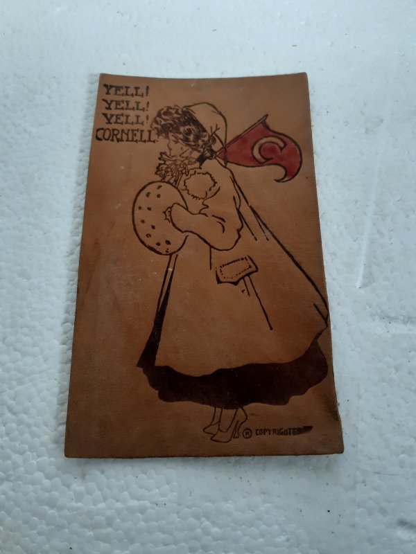 Antique Leather Postcard Cornell Spirit