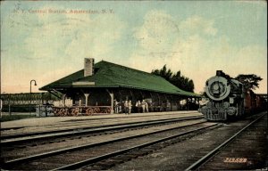 Amsterdam NY Central RR Train Station Depot c1910 Postcard