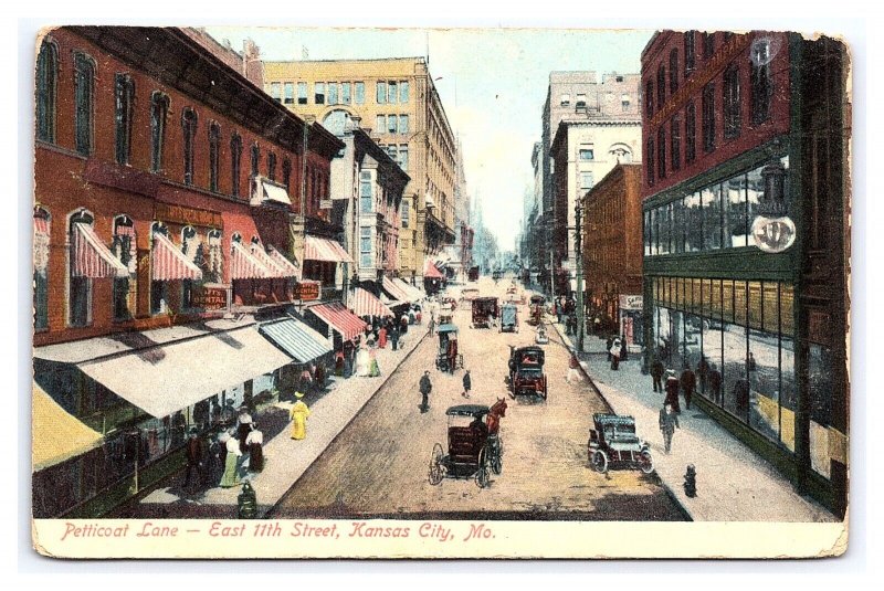 Postcard Petticoat Lane East 11th Street Kansas City Mo. Missouri c1907 Postmark