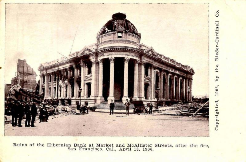 CA - San Francisco. Ruins of Hibernian Bank at Market & McAllister Sts., Apri...