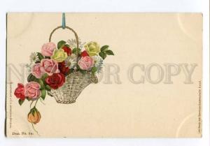 256927 KLEIN Chandelier FLOWERS Rose Basket Vintage postcard