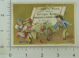 1880's Carriages Harnesses Lovely Kids Wagon Victorian Trade Card P33