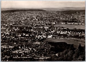 Vom Uetliberg Aus Zurich Switzerland City Panorama Real Photo RPPC Postcard